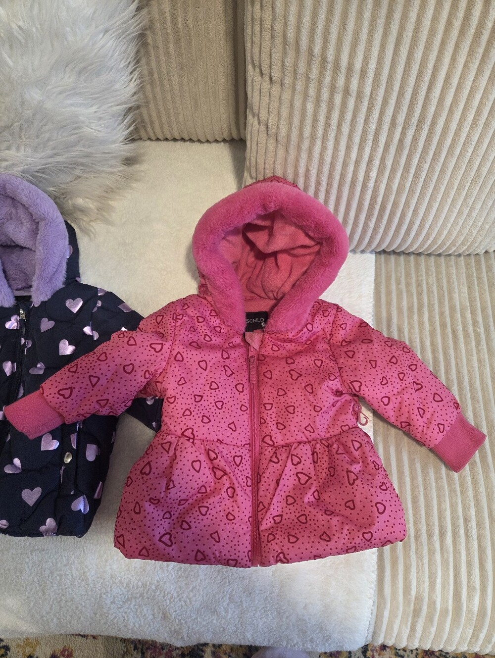 Girls' Pink Heart-Print Hooded Puffer Jacket - Rothschilds